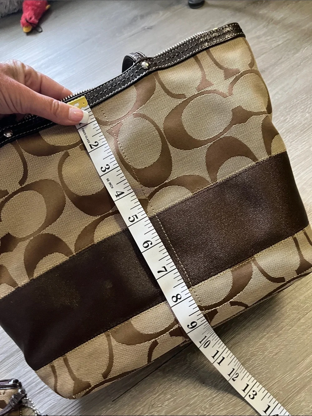 Coach Brown Signature Canvas Tote with Coin Pouch